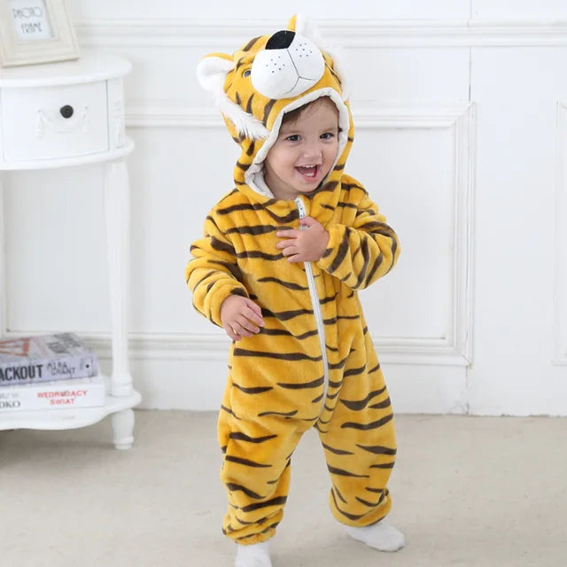 Baby Onesie met Dierencapuchon – Zachte Romper voor Kinderen – Katoen Polyester – Rits Eendelig Speelpak | Sulvida