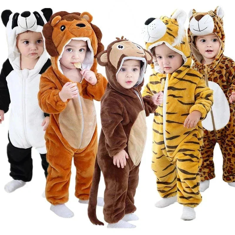 Baby Onesie met Dierencapuchon – Zachte Romper voor Kinderen – Katoen Polyester – Rits Eendelig Speelpak | Sulvida