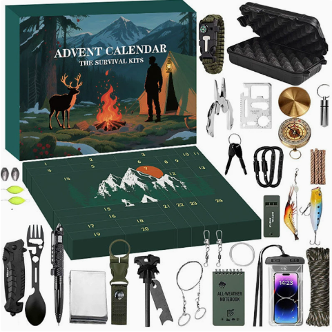 24-Daagse Adventskalender Survival Outdoor Kampeeruitrusting Gereedschap voor Natuurliefhebbers Cadeau-idee | Sulvida