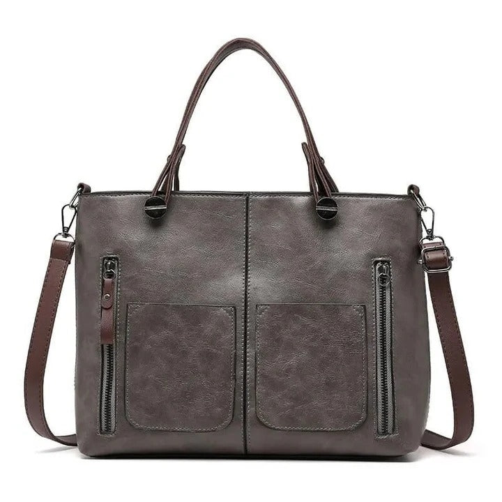 Sac à main en cuir pour femme, spacieux, élégant, noir, marron, gris, pour le quotidien, le bureau, le travail et le shopping | Sulvida