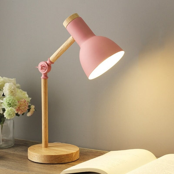 Houten design bureaulamp LED verstelbaar warm licht modern studielamp thuiskantoor leeslamp werkplek | Sulvida