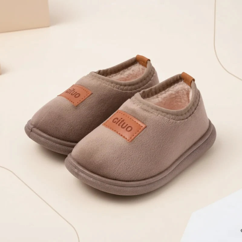 Chaussons d’hiver pour enfants doublés en polaire, avec semelle antidérapante, chauds et doux, rose, vert, marron, 12-18 mois, chaussures pour bébé | Sulvida