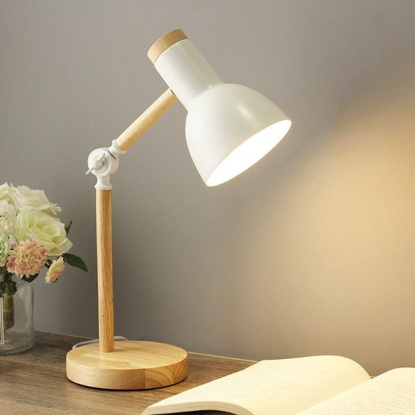 Houten design bureaulamp LED verstelbaar warm licht modern studielamp thuiskantoor leeslamp werkplek | Sulvida