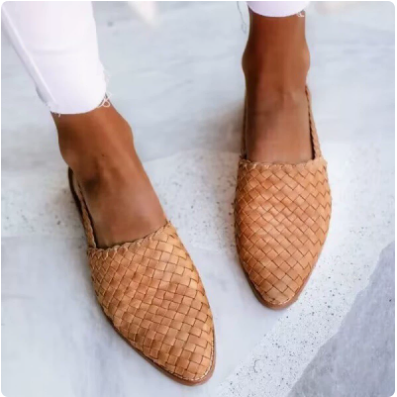 Gevlochten Slingback Ballerina's met Gevoerde Zool – Ademende Instappers met Hielband voor Dames Comfort | Sulvida