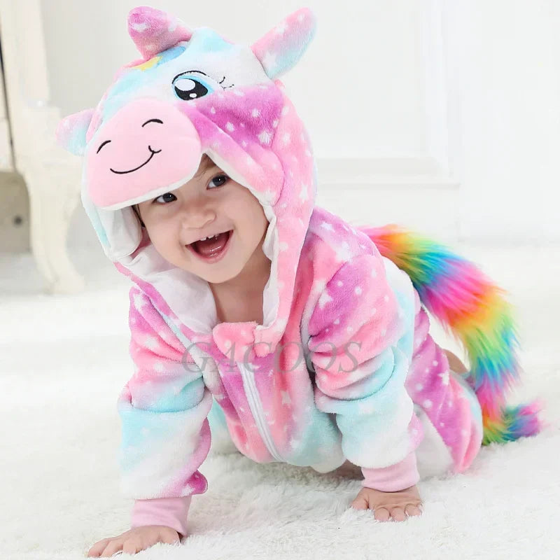Baby Onesie met Dierencapuchon – Zachte Romper voor Kinderen – Katoen Polyester – Rits Eendelig Speelpak | Sulvida