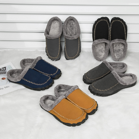 Heren Pantoffels Donkerbruin met Warme Pluche Voering en Antislip Zool voor Comfort Binnenshuis | Sulvida