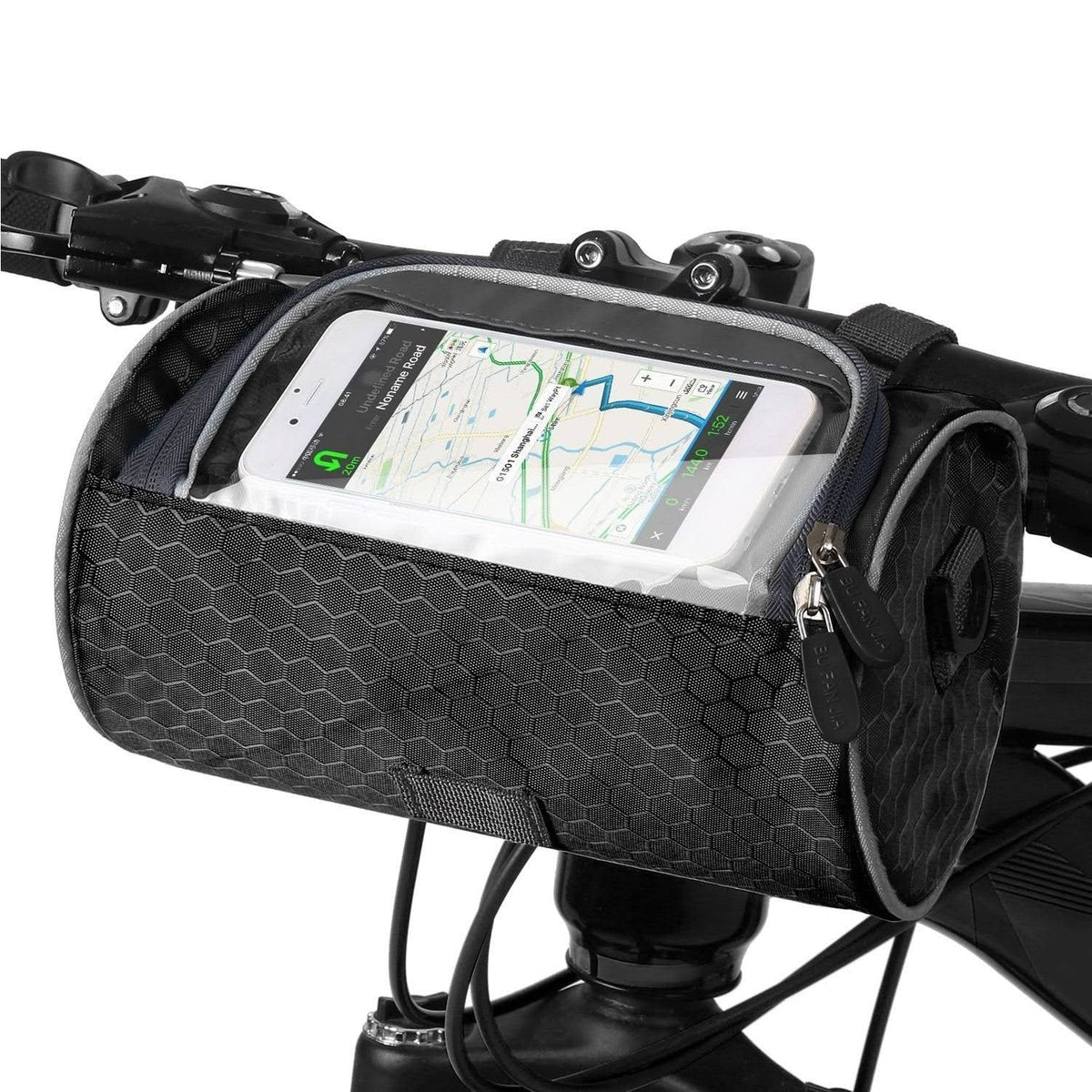 Stuurtas Fiets Waterdicht met Telefoonvenster Touchscreen Zwart Blauw – Fietstocht Regen Citytrip 25cm | Sulvida