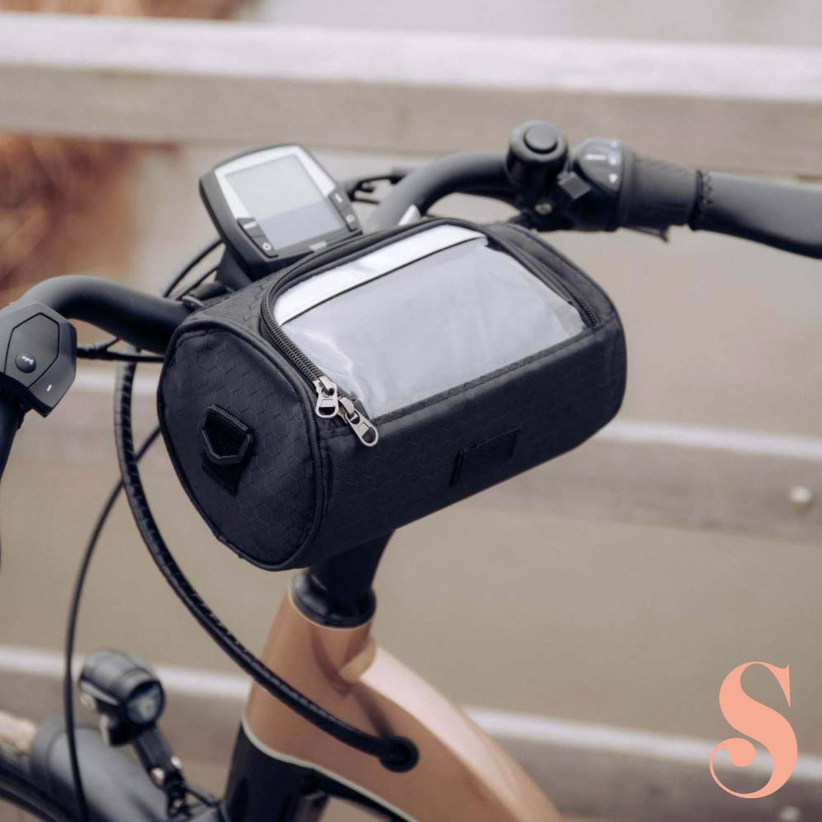 Stuurtas Fiets Waterdicht met Telefoonvenster Touchscreen Zwart Blauw – Fietstocht Regen Citytrip 25cm | Sulvida