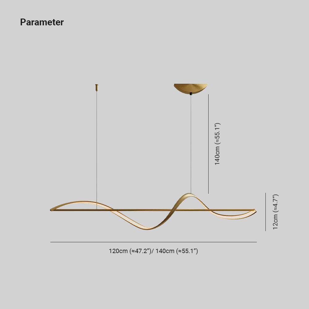 Hanglamp Golfvorm Metaal Messing & Zwart Dimbaar LED Slaapkamer Woonkamer Minimalistische Verlichting | Sulvida