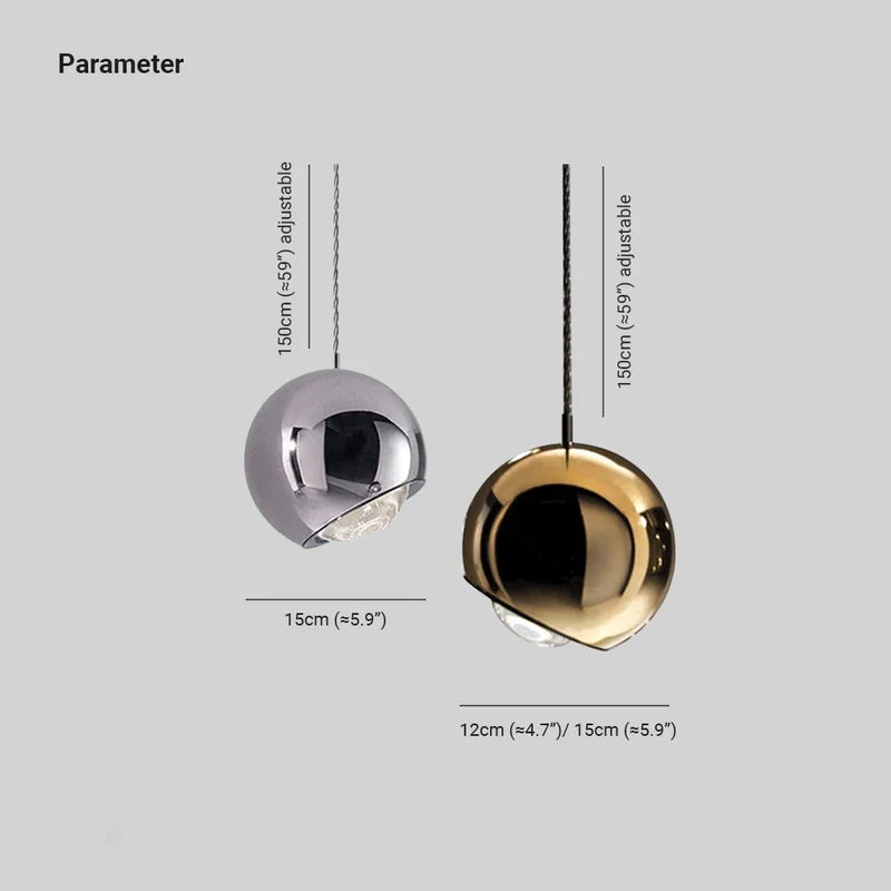 Hanglamp Bol Metaal Acryl Goud Zilver Modern LED E27 Woonkamer Eetkamer Slaapkamer Design Verlichting | Sulvida