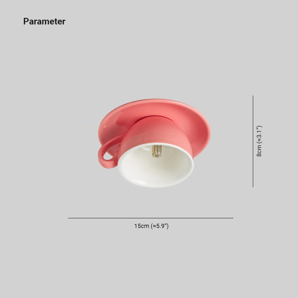 Keramische Plafondlamp Koffiekopje Design Creatieve Spot Blauw Roze Geel Woonkamer Slaapkamer Speels | Sulvida