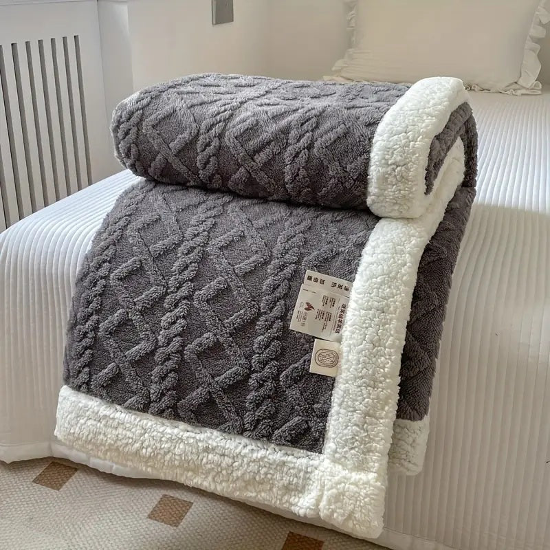 Sherpa Plaid Antraciet Luxe Teddy Fleece Deken Zacht Warm Pluche Woonkamer Slaapbank Reversible Comfortabel | Sulvida