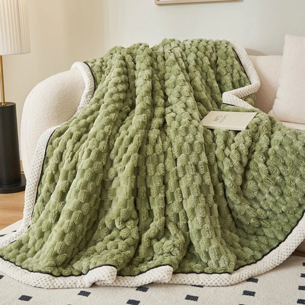 Pluche Sherpa Plaid Wolkstructuur Ivory Cream Matcha Latte Blush Purple Berry Charcoal Luxe Comfort Deken | Sulvida