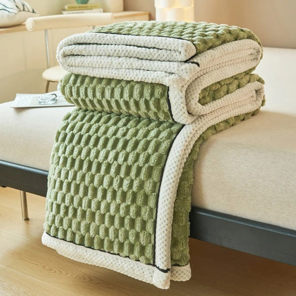 Pluche Sherpa Plaid Wolkstructuur Ivory Cream Matcha Latte Blush Purple Berry Charcoal Luxe Comfort Deken | Sulvida