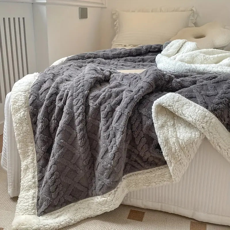 Sherpa Plaid Antraciet Luxe Teddy Fleece Deken Zacht Warm Pluche Woonkamer Slaapbank Reversible Comfortabel | Sulvida