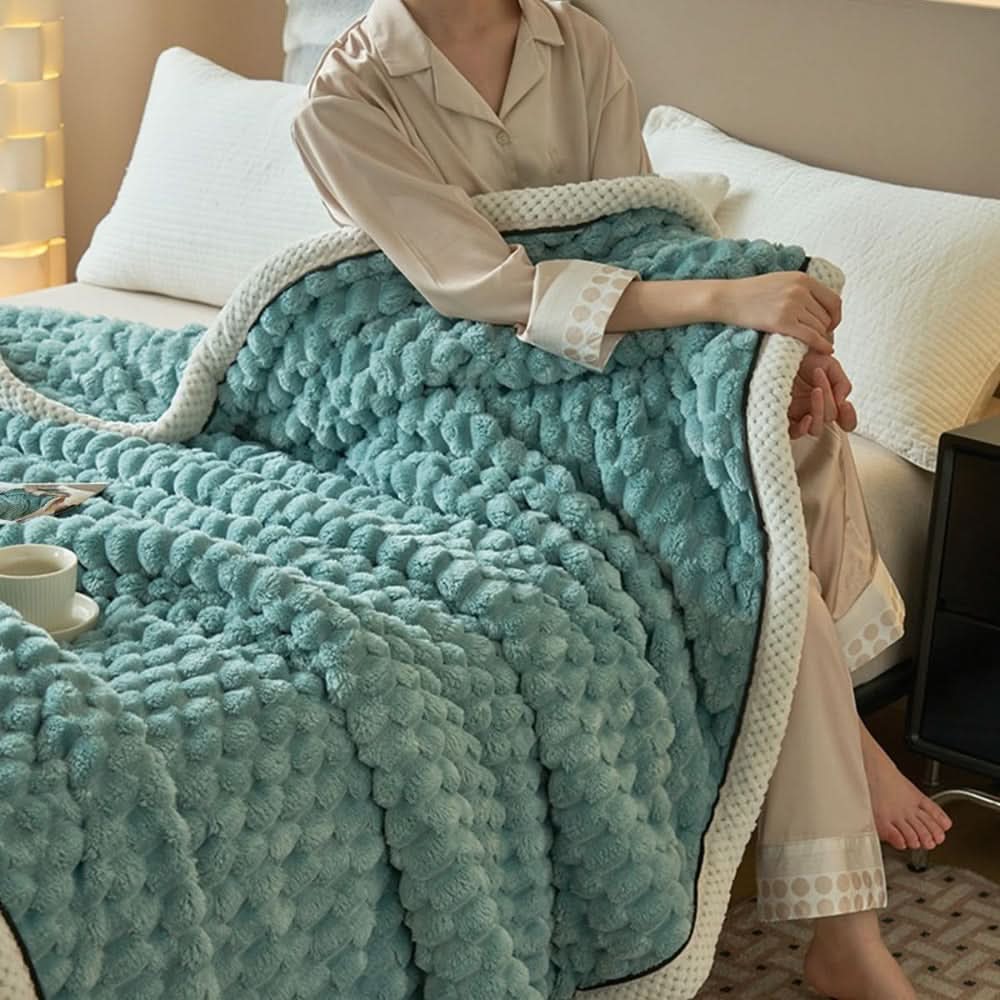 Sherpa Fleece Plaid Wolkenzacht met Noppen Structuur voor Bank of Bed Warm Tijdloos Design Woonkamer | Sulvida