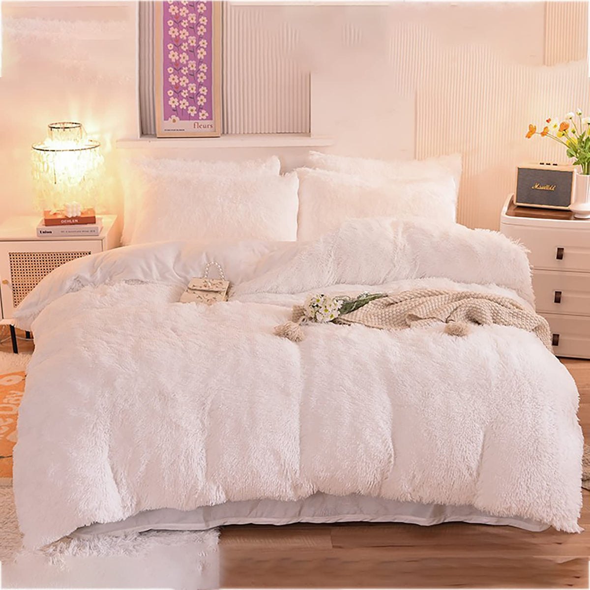 Fluweelzacht Omkeerbaar Dekbedovertrek Set van 4 Luxe Teddy Fleece Beddengoed Winter Warm Tweezijdig | Sulvida