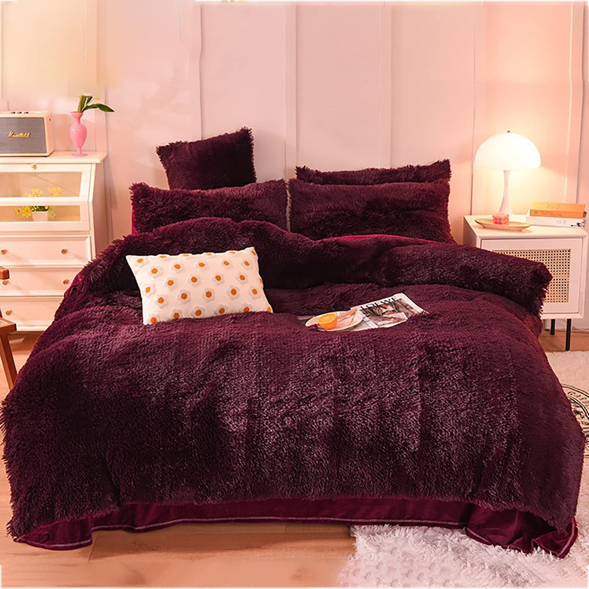 Fluweelzacht Omkeerbaar Dekbedovertrek Set van 4 Luxe Teddy Fleece Beddengoed Winter Warm Tweezijdig | Sulvida