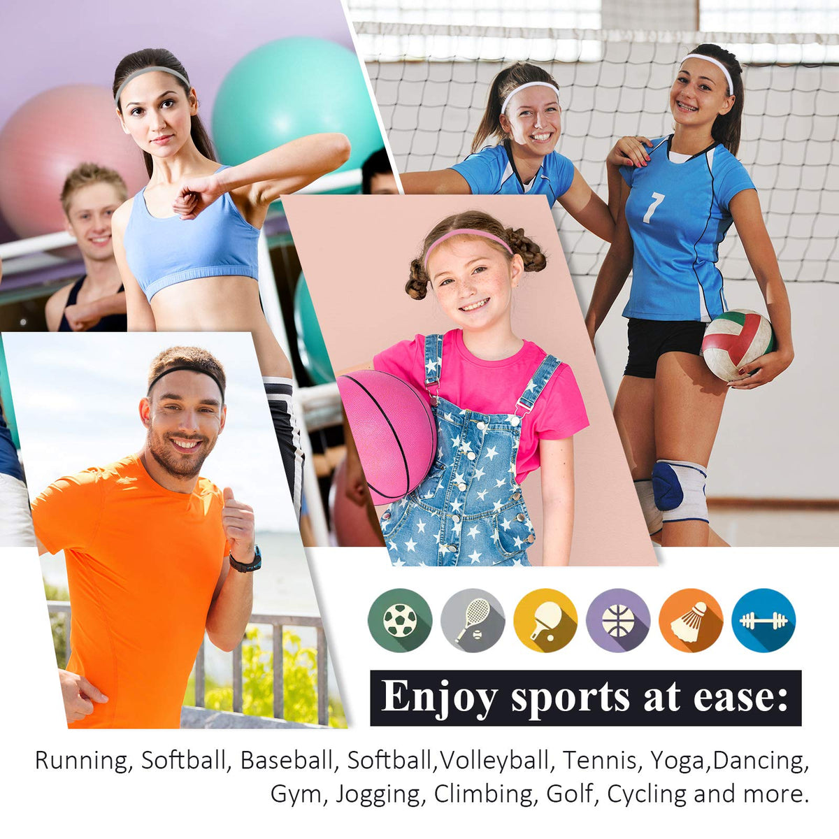 Elastische Sporthaarbanden Set 4 Stuks Antislip Stretch Fitness Haarbanden Dames Training Yoga Hardlopen | Sulvida