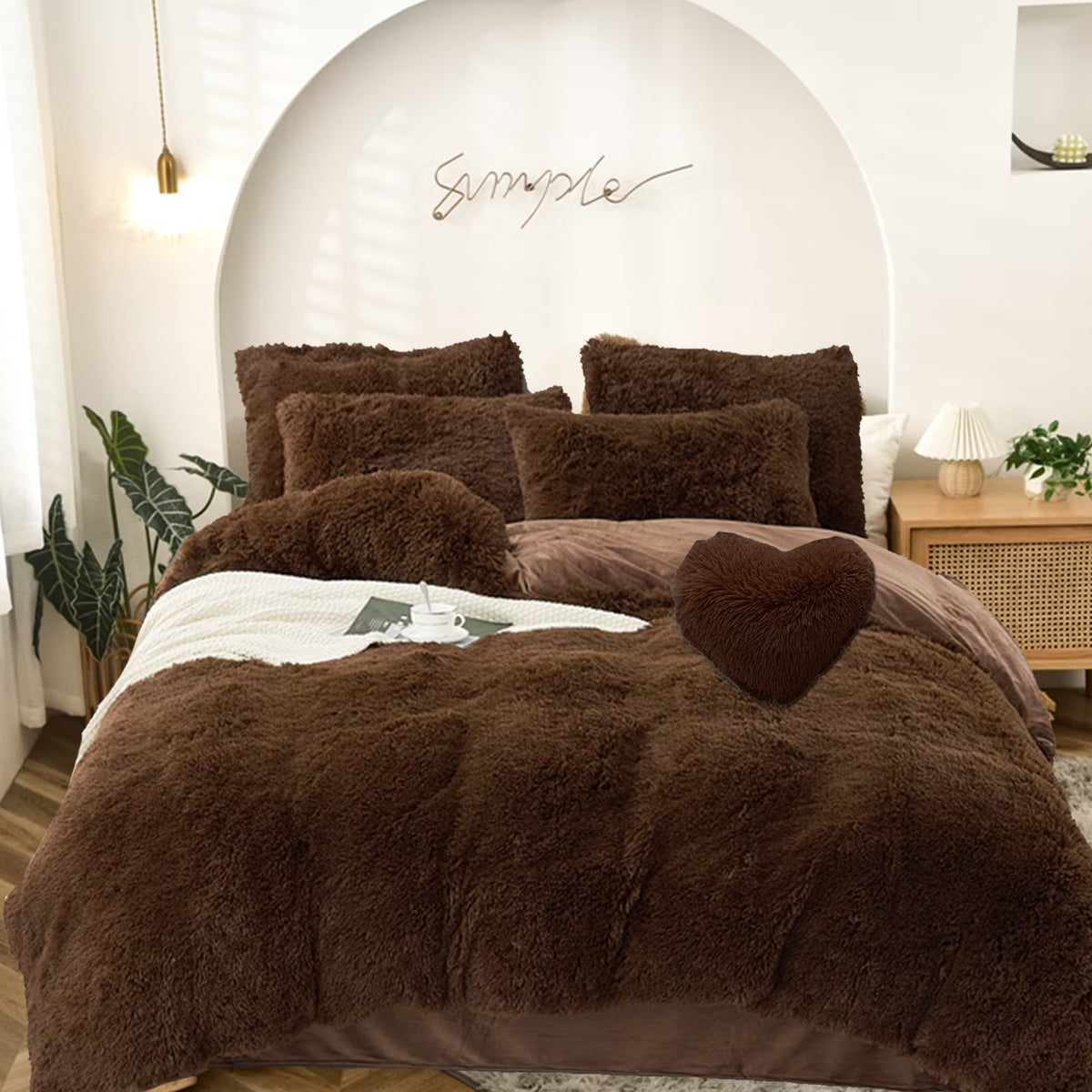 Fluweelzacht Omkeerbaar Dekbedovertrek Set van 4 Luxe Teddy Fleece Beddengoed Winter Warm Tweezijdig | Sulvida