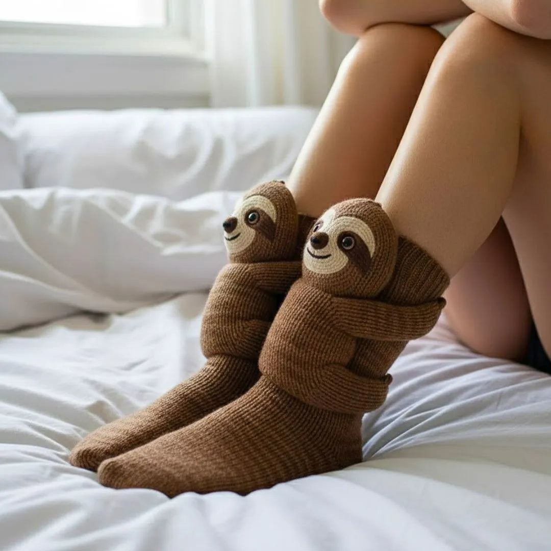 Verwarmde knuffelsokken in grappige diermotieven voor koude voeten thuis unisex comfort warm pluche sloffen | Sulvida