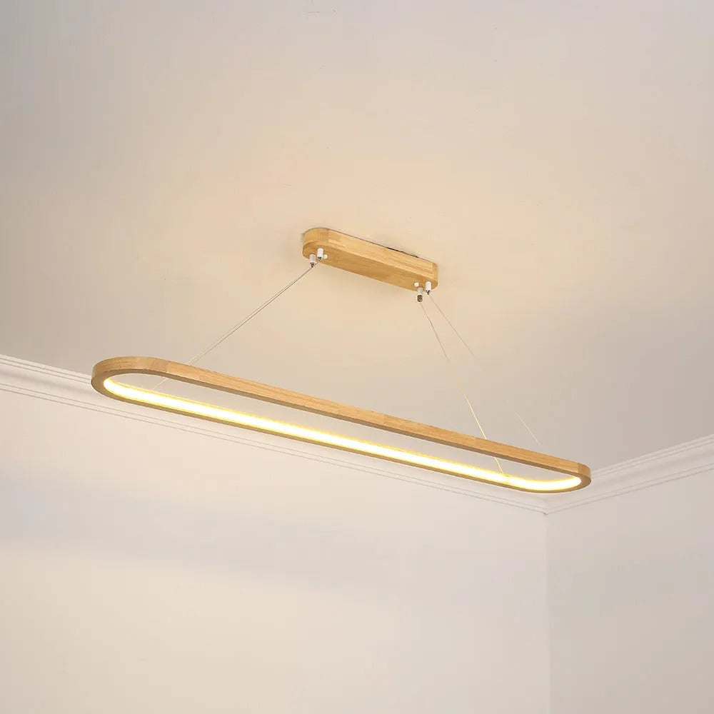 Ovale Hanglamp Hout Acrylic LED Dimbaar Eetkamer Woonkamer Keuken Moderne Scandinavische Verlichting | Sulvida