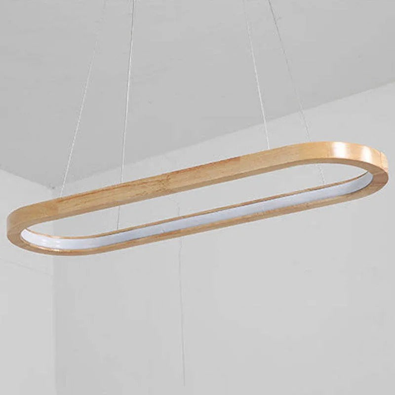 Ovale Hanglamp Hout Acrylic LED Dimbaar Eetkamer Woonkamer Keuken Moderne Scandinavische Verlichting | Sulvida