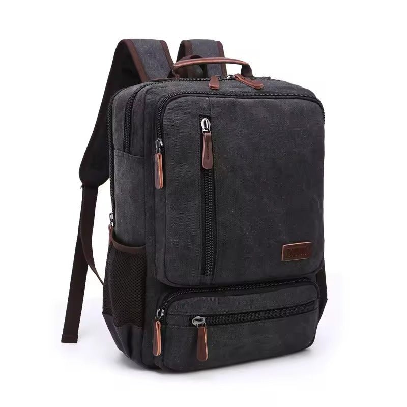 Vintage Canvastas met Leren Details – Grote Capaciteit Rugzak Laptop 15 Inch School Dagelijks Gebruik | Sulvida