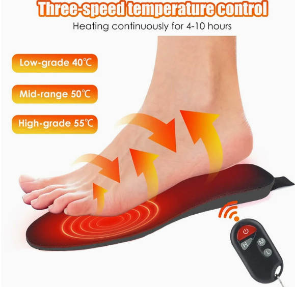 Verwarmde Inlegzolen Oplaadbaar met Afstandsbediening Elektrisch Warmhouden Wintersport Wandelen Comfort | Sulvida