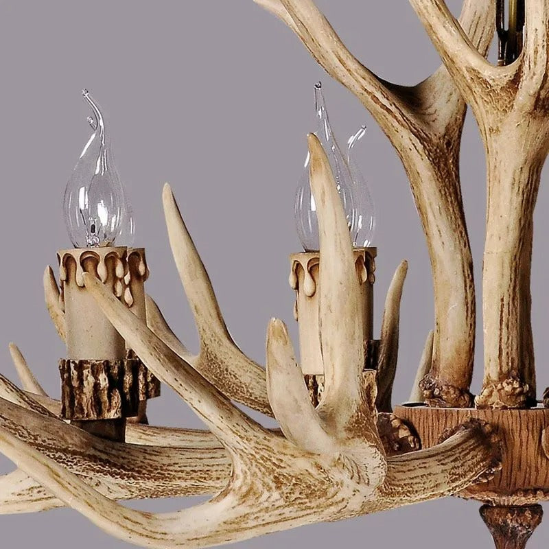 Kroonluchter Gewei Hars Metaal Vintage Rustiek Woonkamer Eetkamer Slaapkamer Hanglamp Landelijk Sfeerverlichting | Sulvida