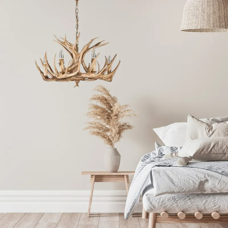 Kroonluchter Gewei Hars Metaal Vintage Rustiek Woonkamer Eetkamer Slaapkamer Hanglamp Landelijk Sfeerverlichting | Sulvida