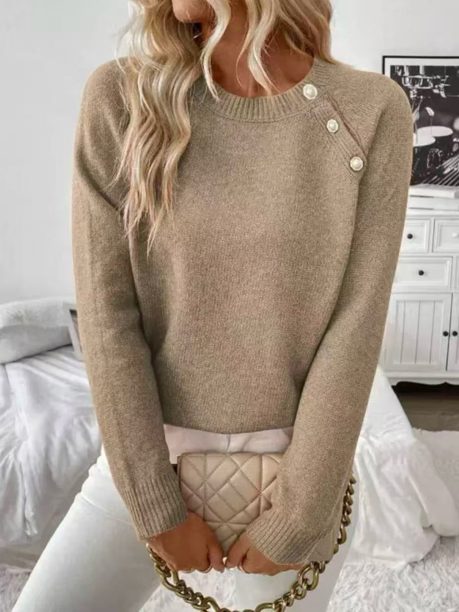 Gebreide damestrui met parelknoopjes tijdloos winterkledingstuk warm comfortabel elegant voor koude dagen | Sulvida