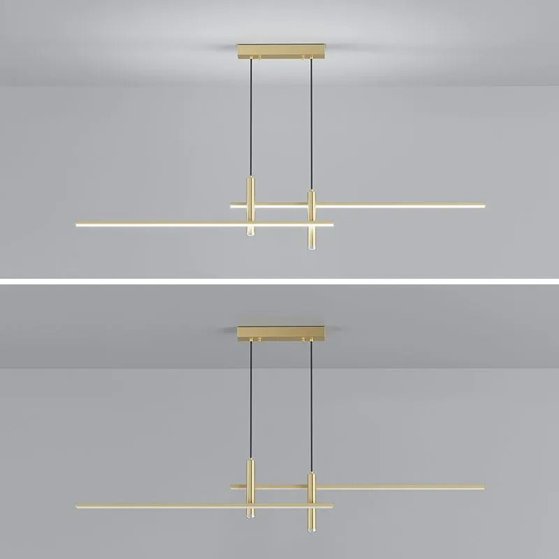 Lineaire Hanglamp Metaal Zwart of Goud Eetkamer Keuken Spotverlichting Modern Design LED Verstelbaar | Sulvida