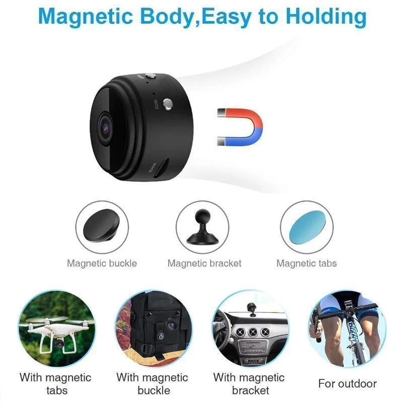 Mini WiFi Camera 1080p met Nachtzicht Bewegingsdetectie en App Bediening voor Slimme Huisbeveiliging Binnen | Sulvida