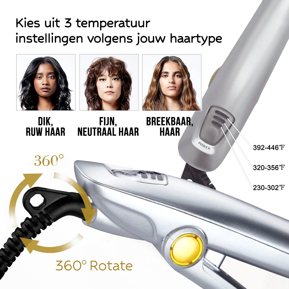 Roterende Hairstyler 2-in-1 Krultang Stijltang Toermalijn Keramisch Styling Ionische Borstels voor Krullen | Sulvida