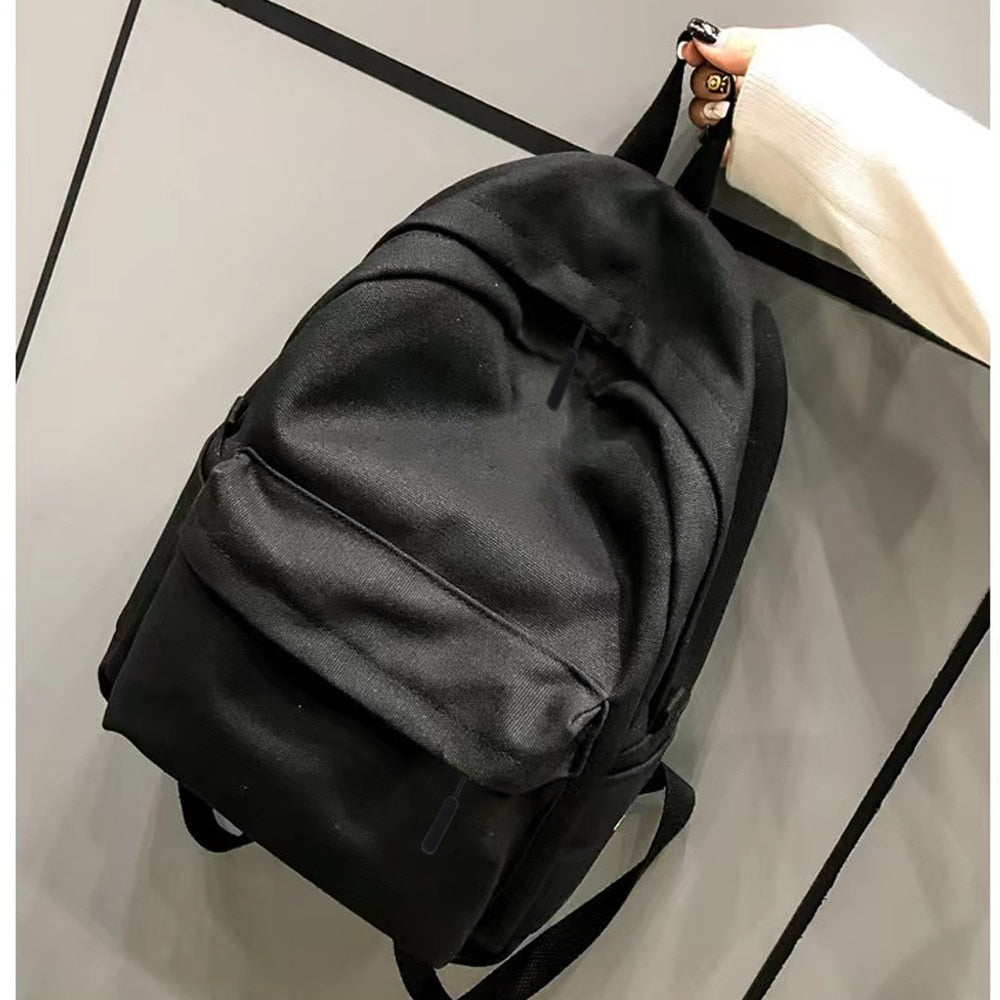 Dagelijkse Rugzak Zwart Canvas Minimalistisch Design Verstelbare Schouderbanden Werk School Reizen Laptop | Sulvida