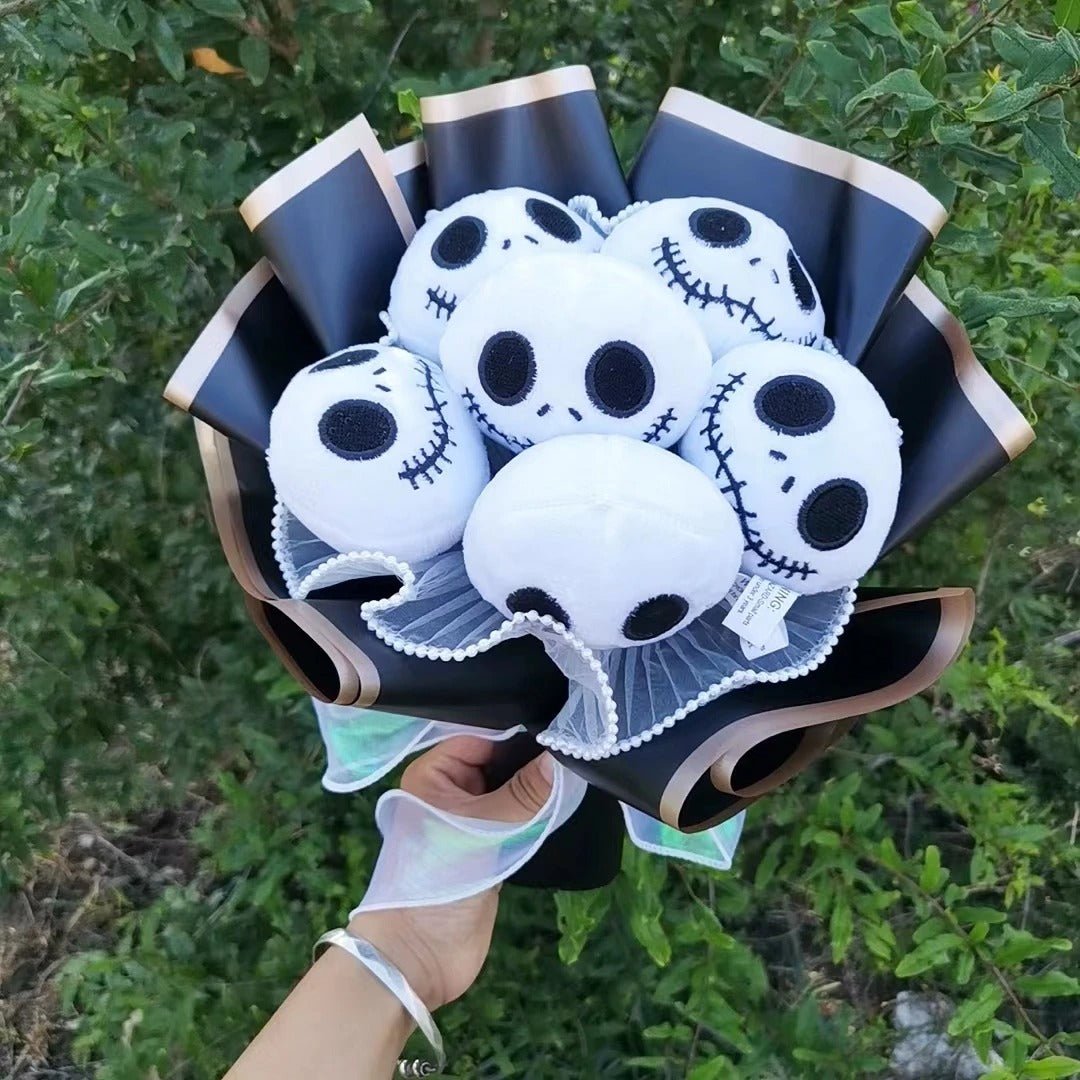 Halloween Knuffelbouquet met Skelethoofd Pluche Figuren Griezelig Thema Decoratief Cadeau voor Feest en Horror | Sulvida