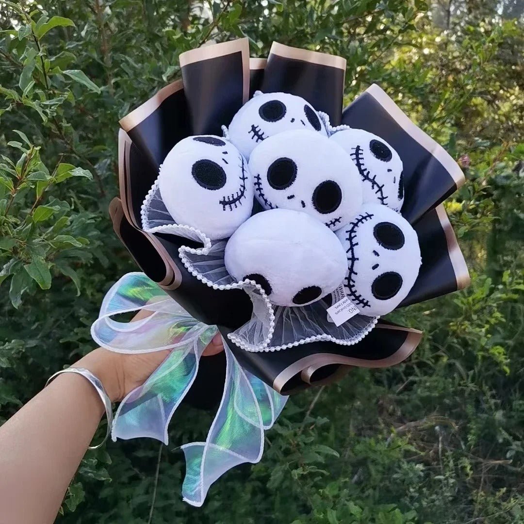 Halloween Knuffelbouquet met Skelethoofd Pluche Figuren Griezelig Thema Decoratief Cadeau voor Feest en Horror | Sulvida