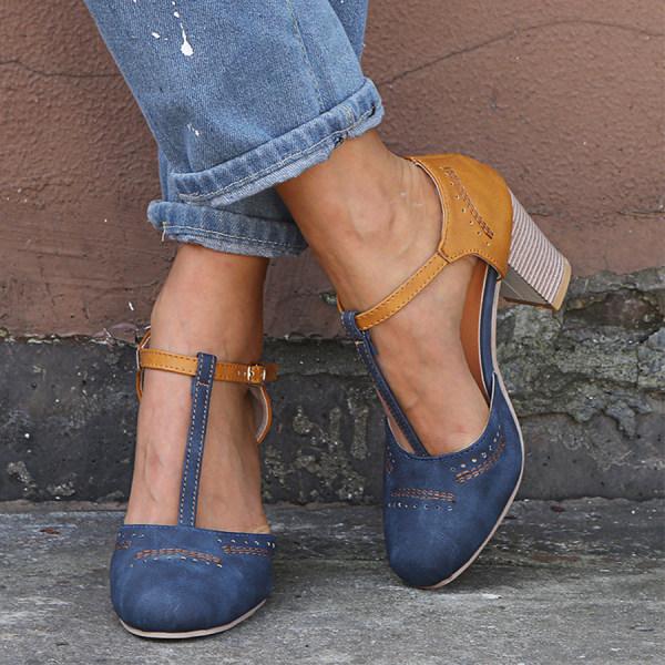 Leren Damesschoenen met Hak en Orthopedische Ondersteuning Elegant Comfortabel Dagelijks Zwart Blauw Grijs | Sulvida