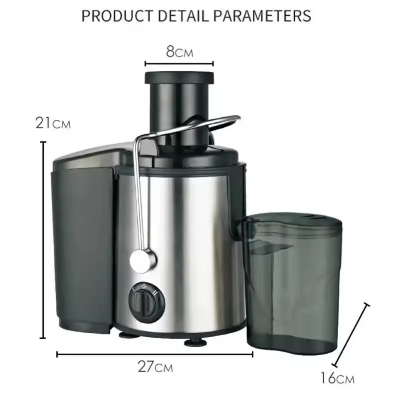Centrifugeuse électrique 800W avec ouverture de remplissage de 65mm et 2 vitesses pour des jus de fruits et de légumes frais et des smoothies | Sulvida