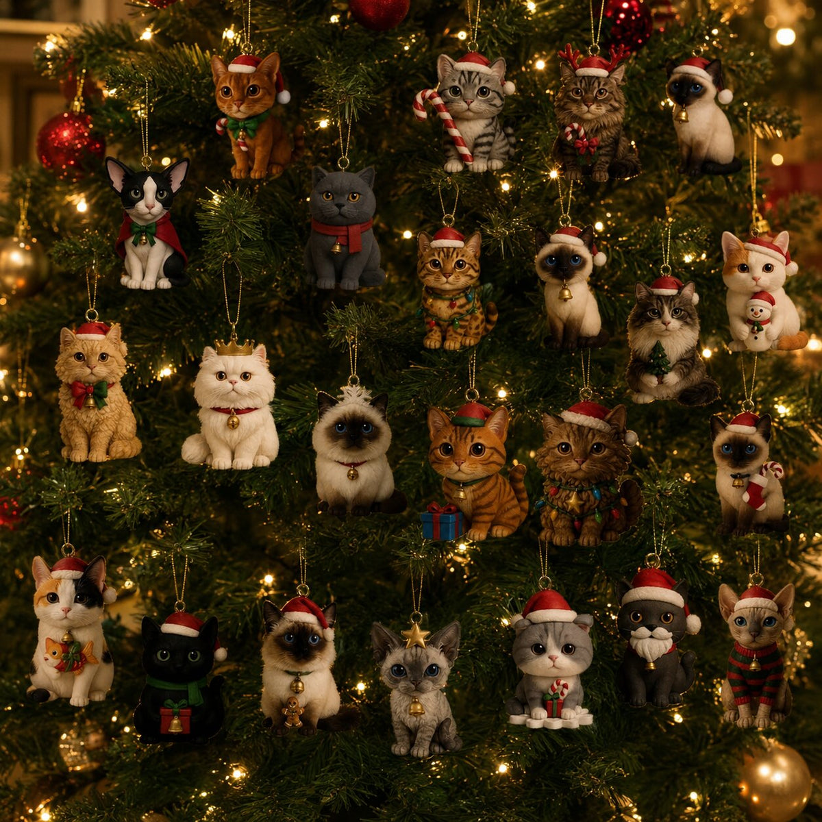 Kattenadvent Kalender 24 Kattenmotieven Kunststof Kerst Aftelkalender Decoratieve Katten Feestdagen Advent | Sulvida