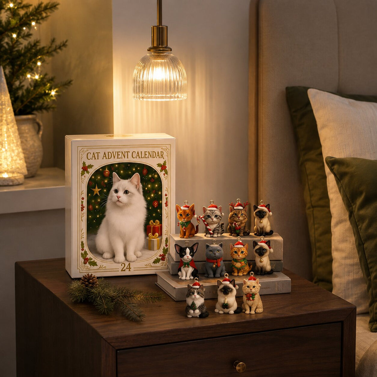 Kattenadvent Kalender 24 Kattenmotieven Kunststof Kerst Aftelkalender Decoratieve Katten Feestdagen Advent | Sulvida