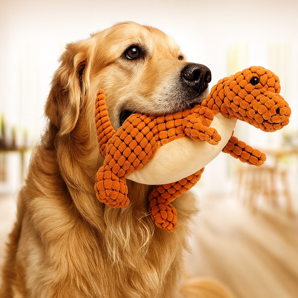 Pluche Dinosaurus Speelgoed – Robuust en Duurzaam voor Honden – Versterkte Naden en Veilig Materiaal – Stimuleert Kauwgedrag en Tandhygiëne – 35 cm | Sulvida