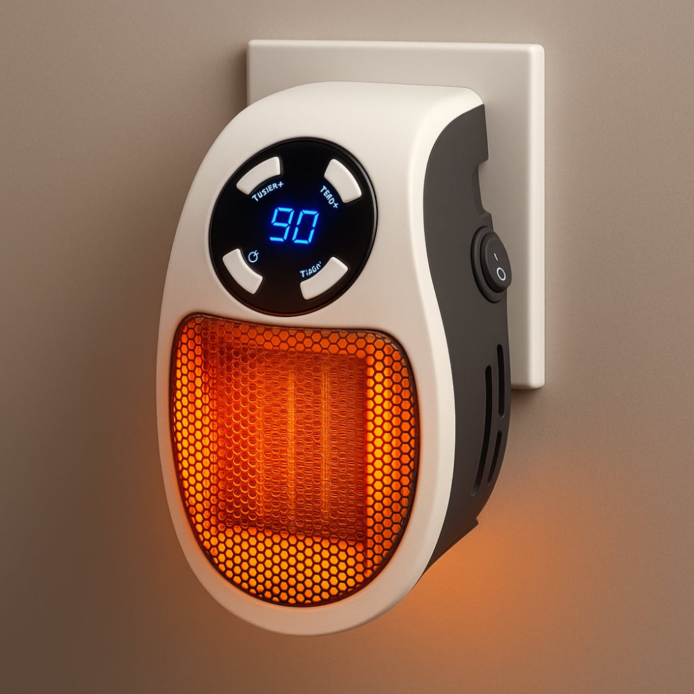 Compacte Keramische Kachel voor Stopcontact met Timer LED Display Energiezuinig Stil en Veilig Verwarmen | Sulvida