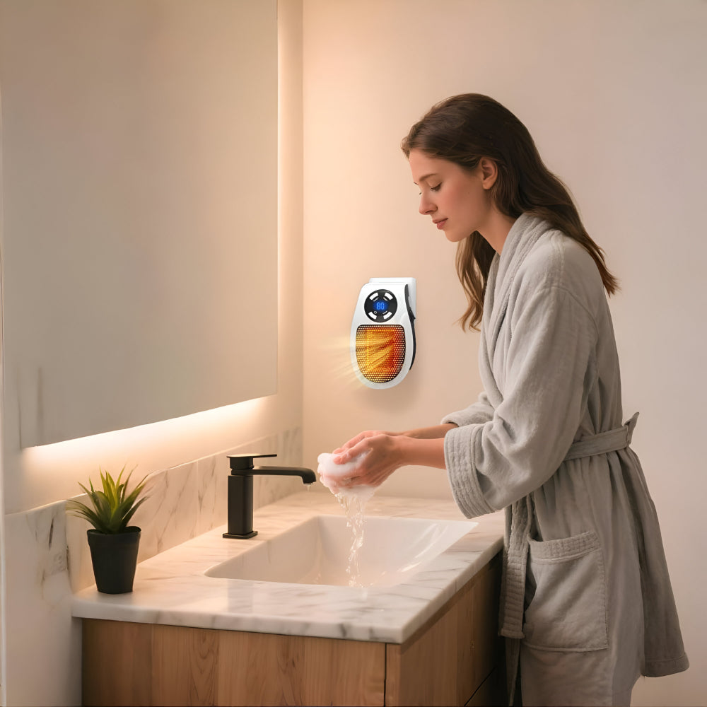 Compacte Keramische Kachel voor Stopcontact met Timer LED Display Energiezuinig Stil en Veilig Verwarmen | Sulvida