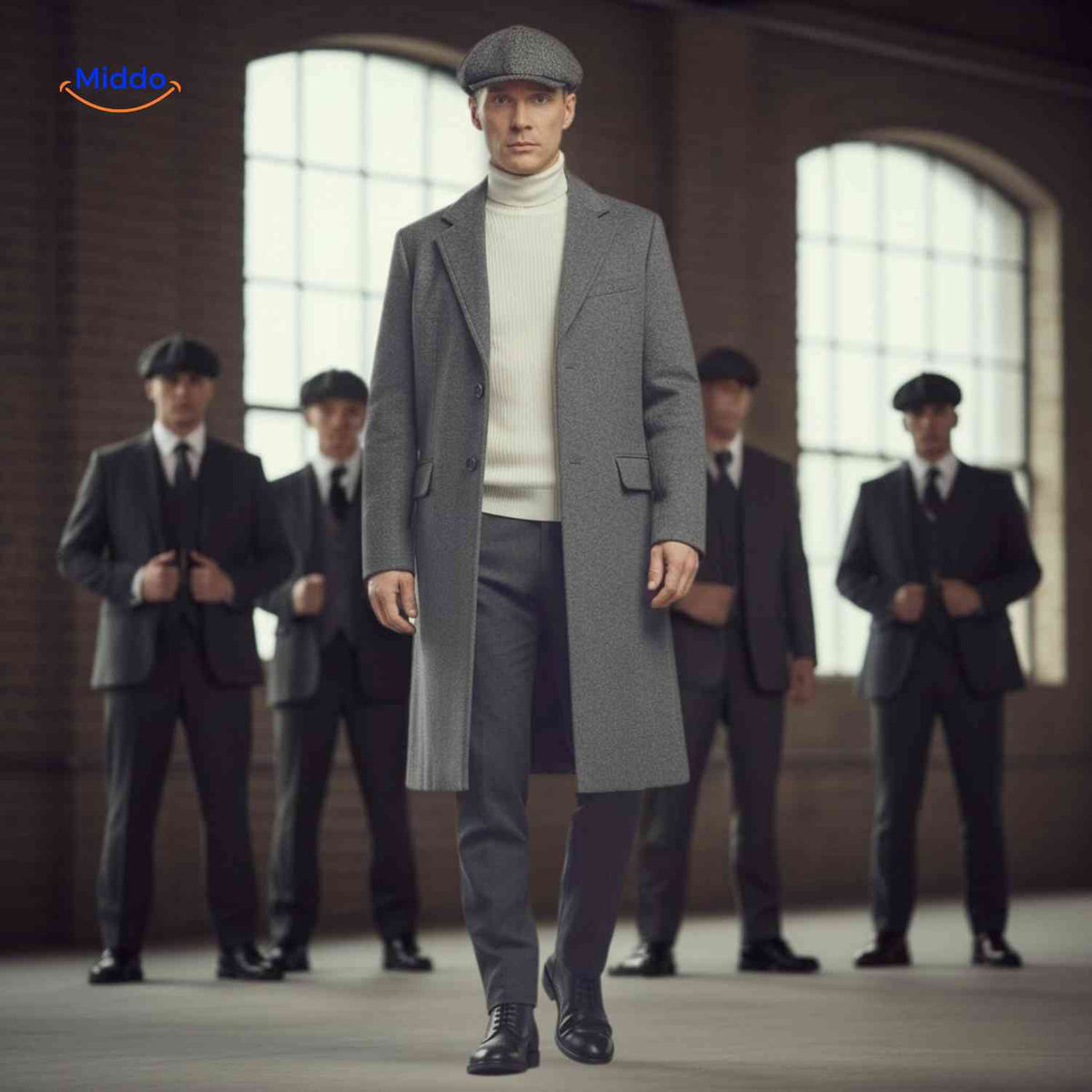 Wollen herenwintermantel klassiek Britse stijl lange woljas staande kraag herenjas elegante winterkleding | Sulvida