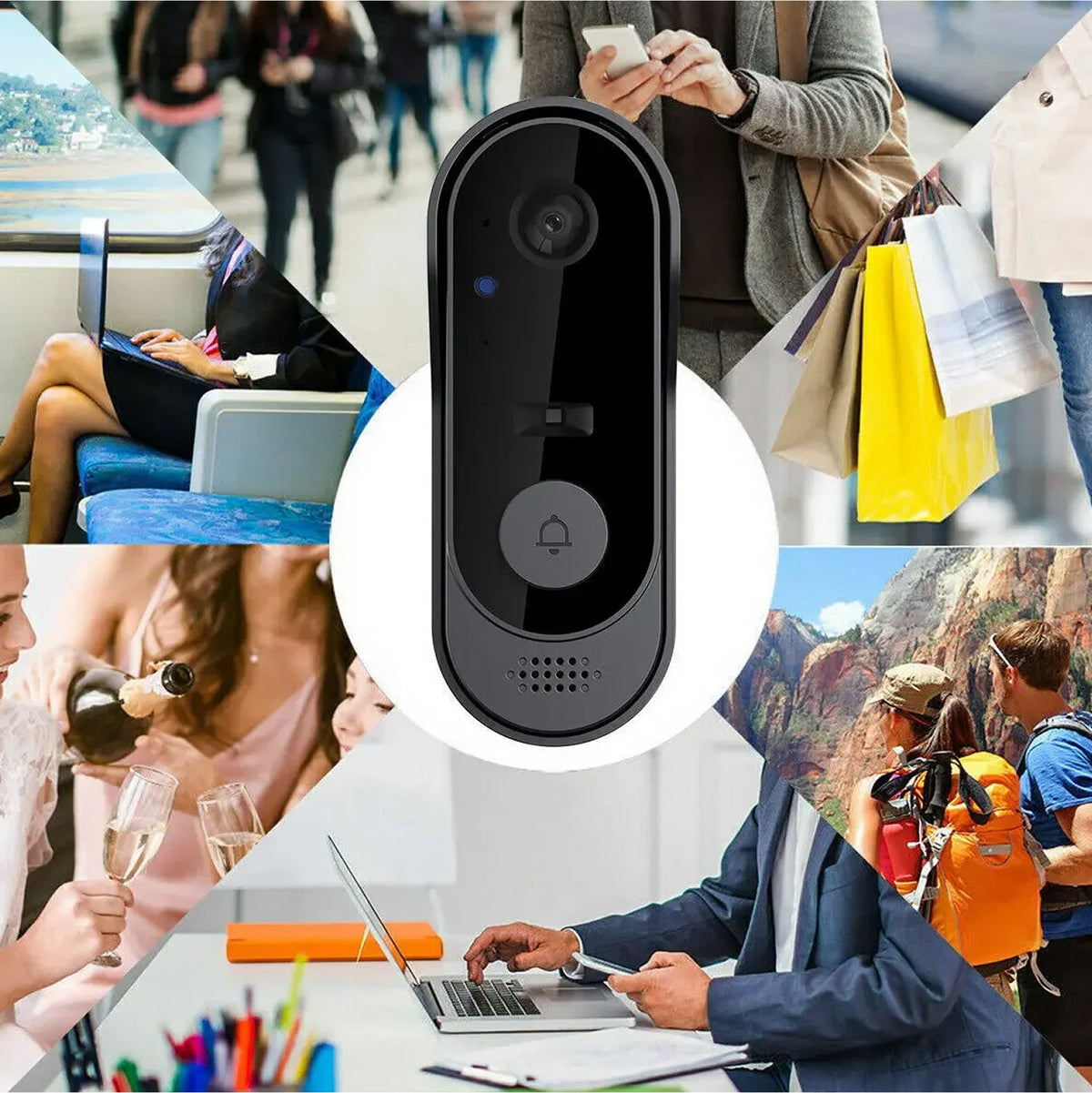 Sonnette sans fil avec caméra HD et stockage cloud gratuit sans abonnement pour la sécurité intelligente de la maison | Sulvida
