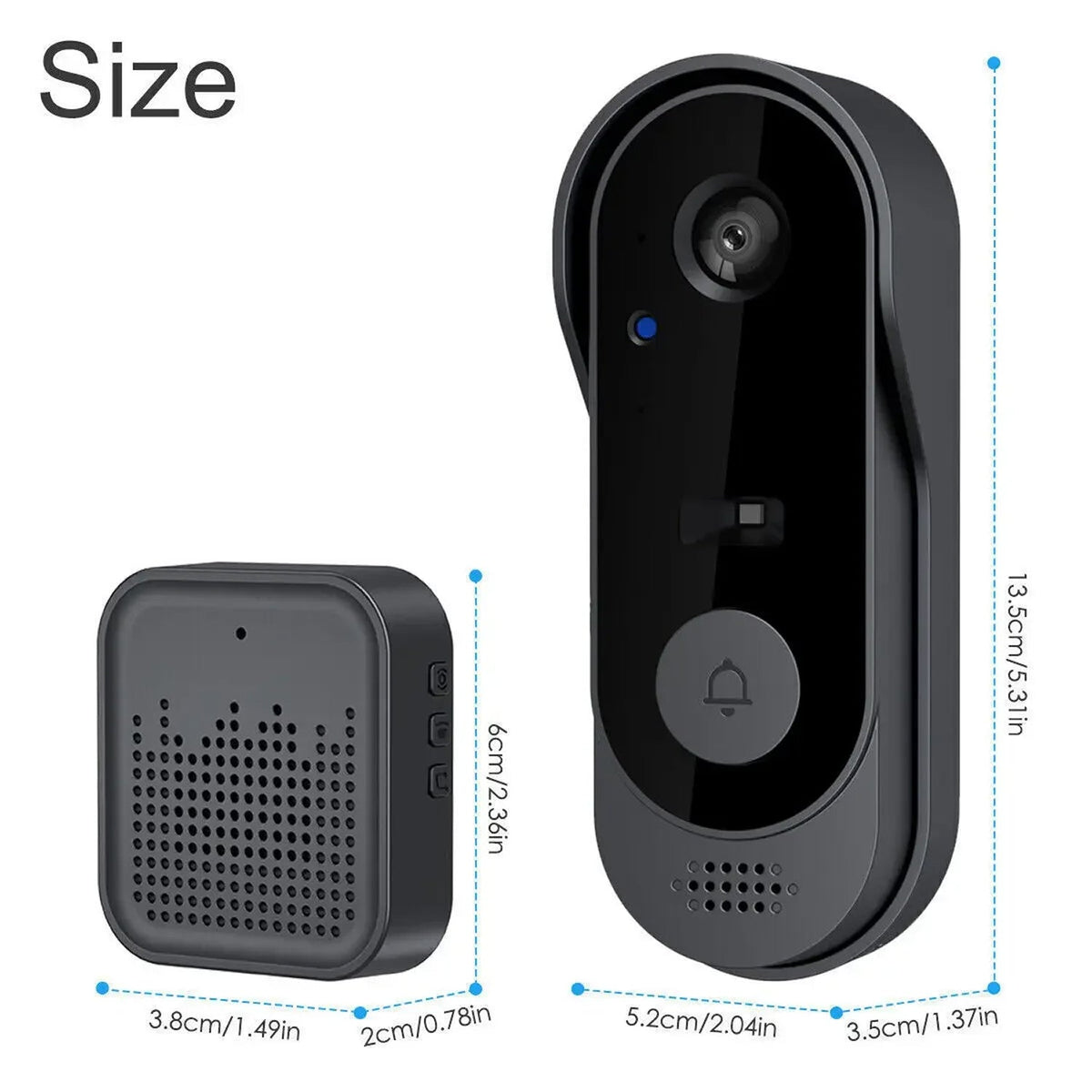 Sonnette sans fil avec caméra HD et stockage cloud gratuit sans abonnement pour la sécurité intelligente de la maison | Sulvida