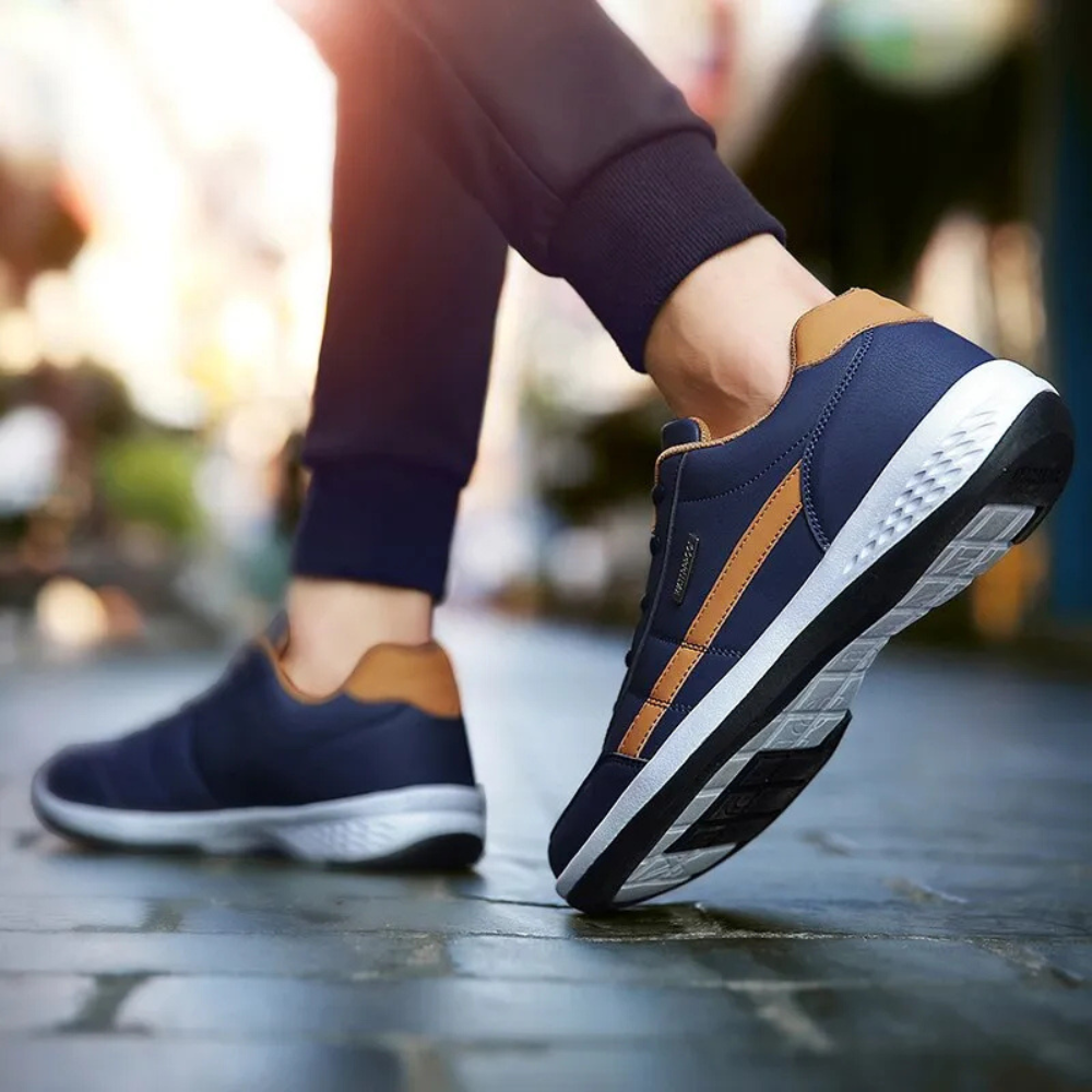 Leren Sneakers Heren Wit Zwart Blauw Orthopedische Ondersteuning Ademende Comfortschoenen voor Dagelijks Gebruik | Sulvida