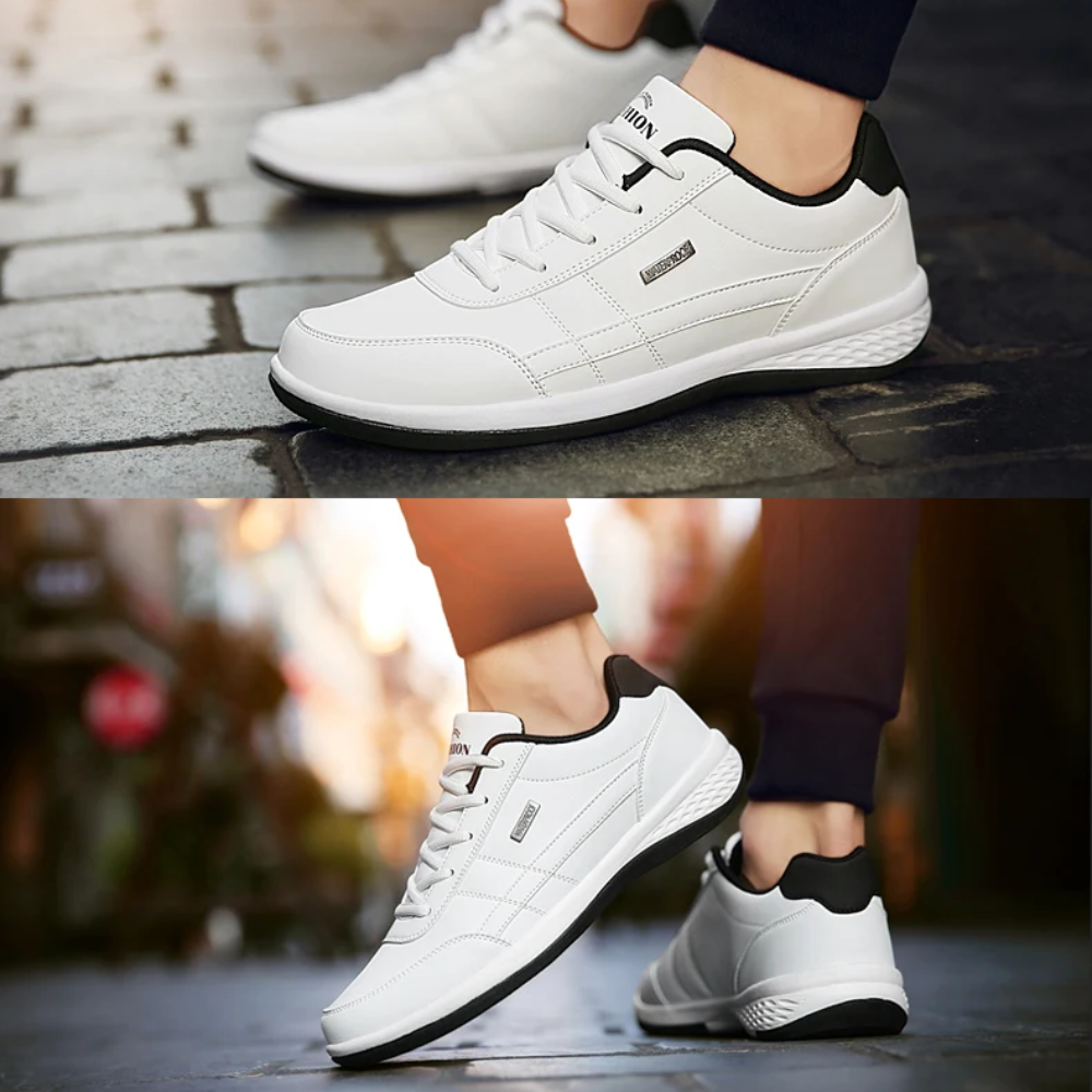 Leren Sneakers Heren Wit Zwart Blauw Orthopedische Ondersteuning Ademende Comfortschoenen voor Dagelijks Gebruik | Sulvida
